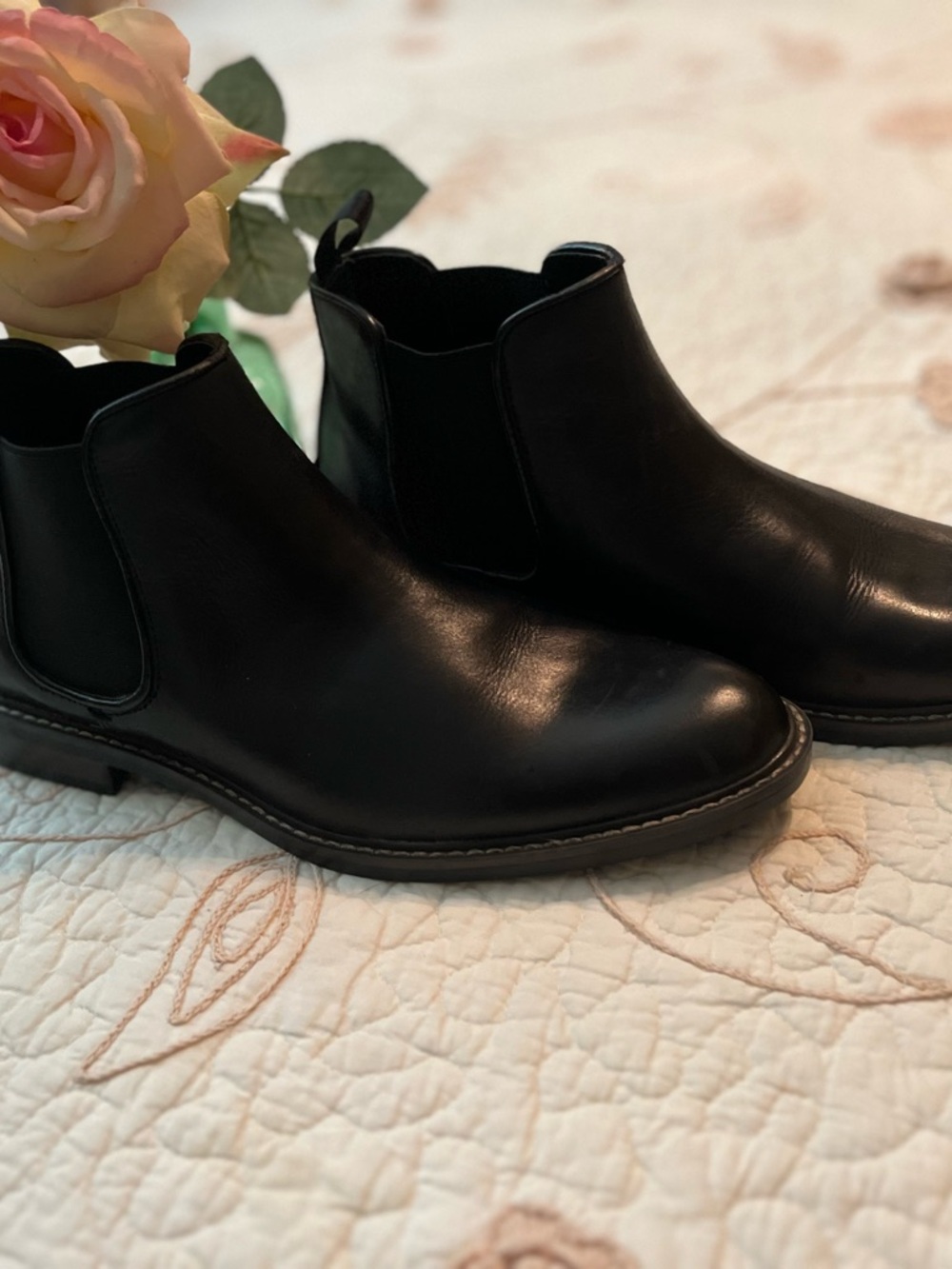 Men's Black Leather Chelsea Boots - Classic Slip-On Ankle Boots